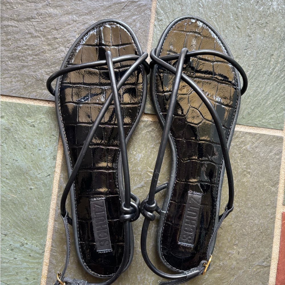 SCHUTZ Malta Black Strappy Sandals